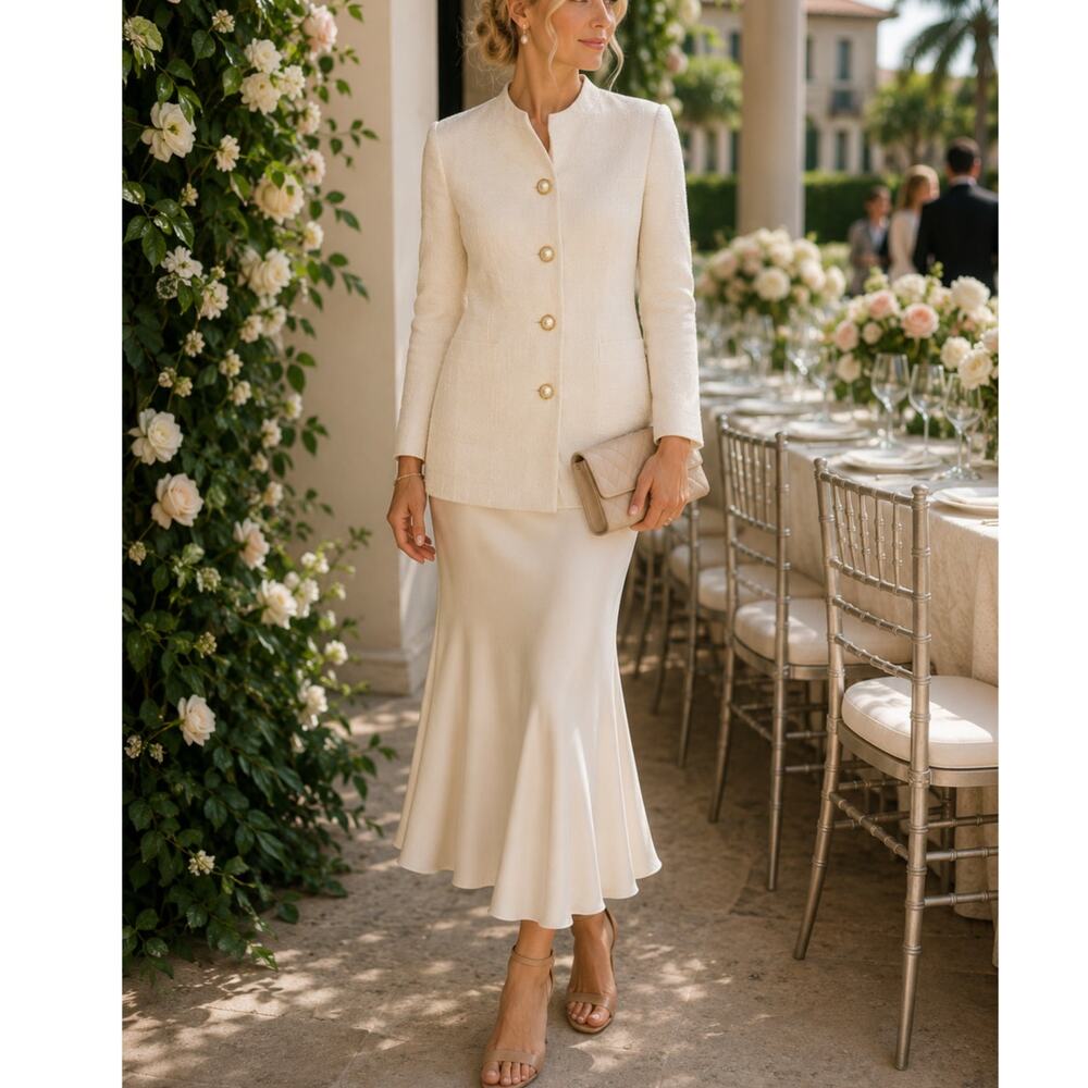 Vintage Charter Club Ivory Pearl Button Longline Blazer Petite size 10/M - Picture 9 of 11
